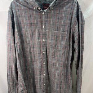 Merona Shirt Mens XL Gray Plaid Long Sleeve Button Up Tailored Fit